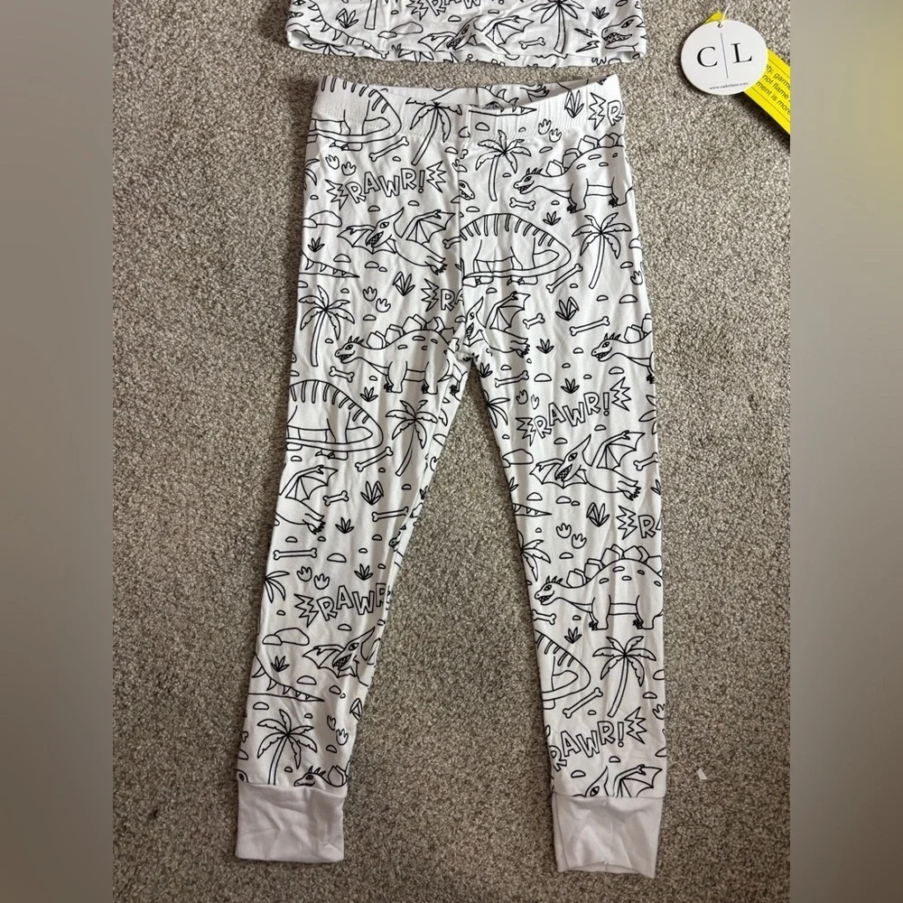 NEW! Caden Lane Colorable Two Piece Pajama Set | Jurassic Playground 3T